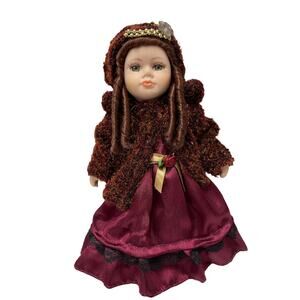 Victorian Doll porcelain hand painted mini collectible vintage with Stand